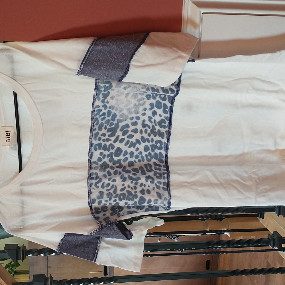 NWT Bibi Ivory Colorblock Top, L